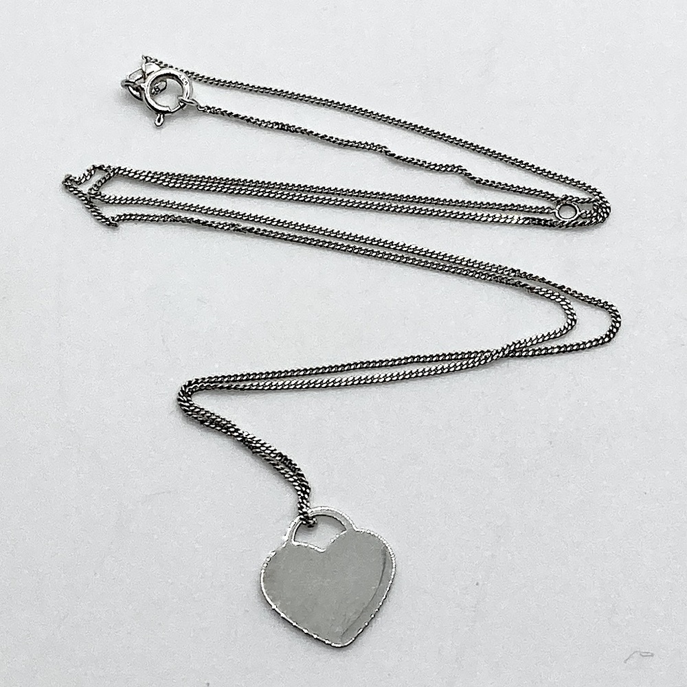 Michael Hill Sterling Silver Heart Tag Pendant & Chain 18” + .5”